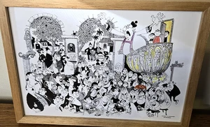 Mario Miranda GOA 2000 8x11 Kunstdruck The Preacher Cartoon Figuren gerahmt - Bild 1 von 10