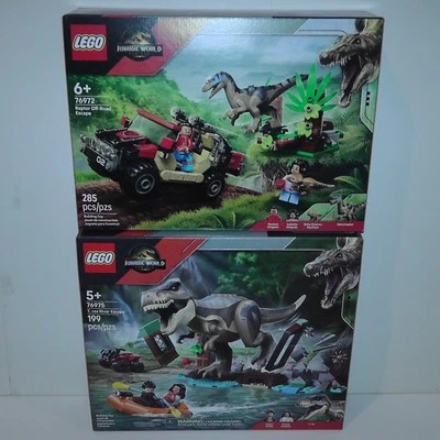LEGO Jurassic World Rebirth 76975, 76972 T. rex River & Raptor Off-Road Escape - Image 1 of 4