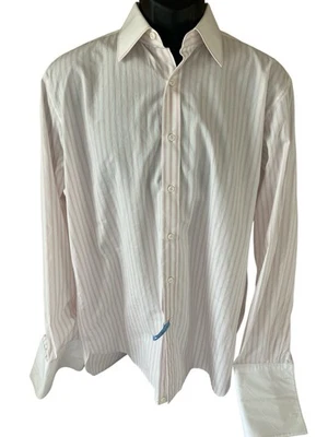 Camisa de vestir Marol Bologna para hombre 40/15 3/4 blanco rosa rayas ribete abotonada Foto 1 de 4