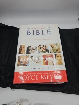Everyday Life Bible Joyce Meyer Amplified Study Bible Hardcover Christian w Case - Image 1 of 4