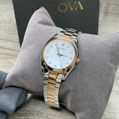 NEW✅DIAMOND MARKERS✅ Bulova Surveyor Two-Tone Rose Gold Women Watch 98P207 $450 - Image 1 of 4