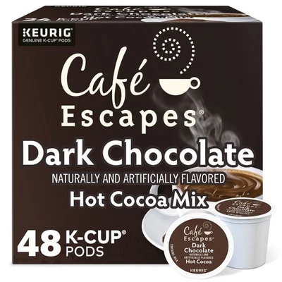 Cafe Escapes Dark Chocolate Hot Cocoa, Keurig K-Cup Pod, 48 Count - Image 1 of 4