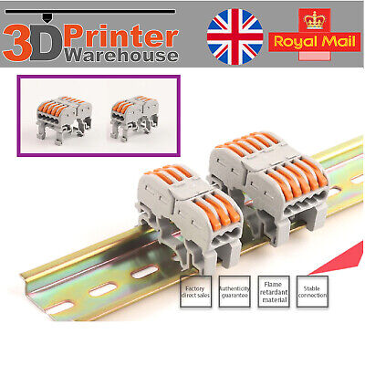 Wiring Terminal Universal Din Rail Compact Mini Push-in Connectors Blocks Lever • 9.99£