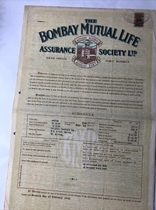Dokument Versicherungspolice The Bombay Mutual Life aus 1945 - Bild 1 von 6