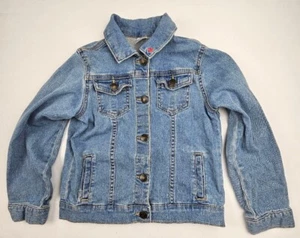 Carters Girls Jean Jacket Blue Size 7 Heart Embroidered On Collar - Picture 1 of 4