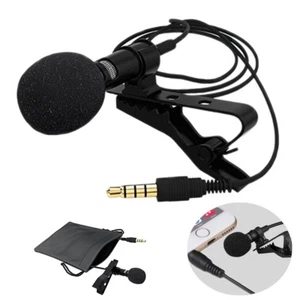 Clip-on Mini Mic Microphone 3.5mm Lavalier Lapel For Mobile Phone PC Recording - Picture 1 of 10