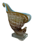 Figurine en forme de coquillage en verre soufflé à la main décoration maison art verre sculpture sur base