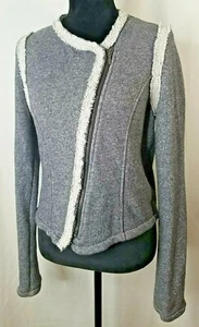 Gap Ladies Knit Dark Blue Double Breasted Jacket Zip Up Punk Biker Jacket Sz M - Picture 1 of 5