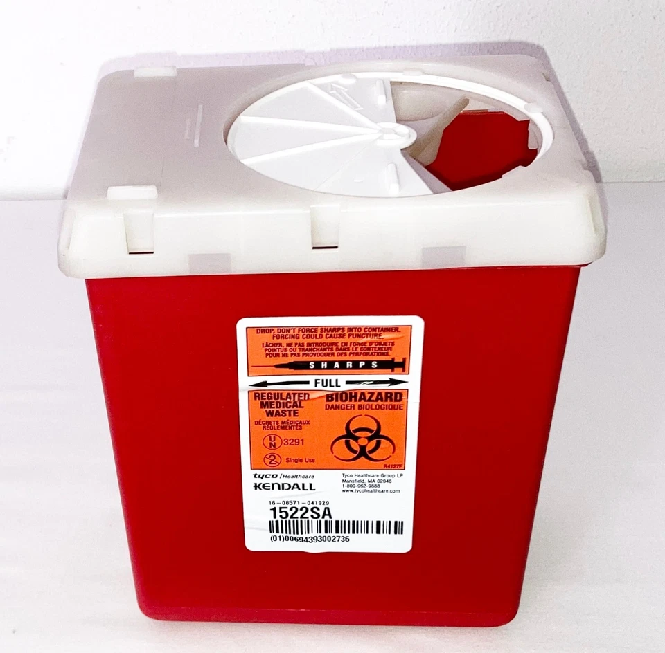 Recipiente de descarte de agulha Kendall 1522SA flebotomia afiada 2,2 qt frete grátis - Imagem 1 de 1
