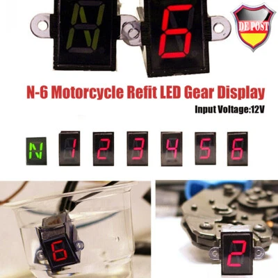 Motorrad 0-6 Ganganzeige Rot LED Speed Shift Kupplungs Hebel Anzeige für Yamaha - Bild 1 von 4