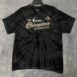 WNBA NWT Las Vegas Aces 2023 Champions Black Tie Dye Short Sleeve T-Shirt Size L - Picture 1 of 20