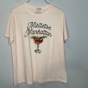 Wildfox Mistletoe Manhattan Ryan Crew Neck Oversized Tee Mauve Chalk Size L NWT! - Picture 1 of 11