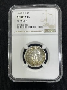 1919 D 25C Standing Liberty Silver Quarter NGC XF Details Cleaned - Picture 1 of 10