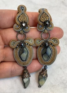 VTG DORI CSENGERI Israel Designer Dangle Clip On Earrings - Picture 1 of 12