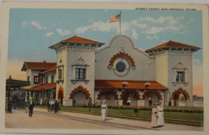 Sunset Depot zeigt Eingang c1910 San Antonio Texas TX unbespielt DB Postkarte - Bild 1 von 4