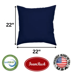 Almohadas de tela FoamRush 22" x 22" con inserción de almohada de lona azul marino - Imagen 1 de 9