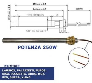 CALENTADORA ESTUFA DE ENCENDIDO PELLET RESISTENCIA D 10 X 150 250W SCREW 3/8 (04 - Imagen 1 de 4