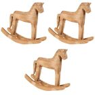  Set of 3 Bamboo Toddler Hobby Horse Wooden Satue Baby Rocking