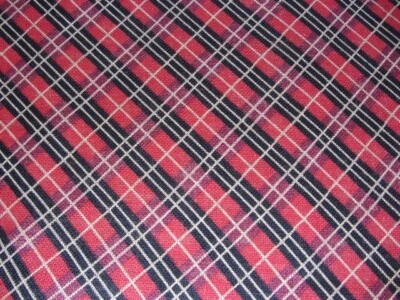 Plaid Tartan Ralph Lauren Christmas Burlap Fabric Red Black 100% Jute Crafts - Image 1 of 4
