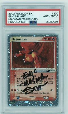 PSA Signed Eric Stuart Pokémon Magmar ex EX Ruby & Sapphire 100/109 Holo UR - Image 1 of 2