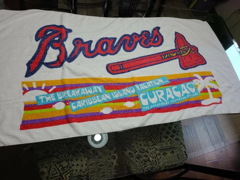 Vintage Atlanta Braves Beach Towel 28"X 54" Curacao Caribbean Island Vacation Cover