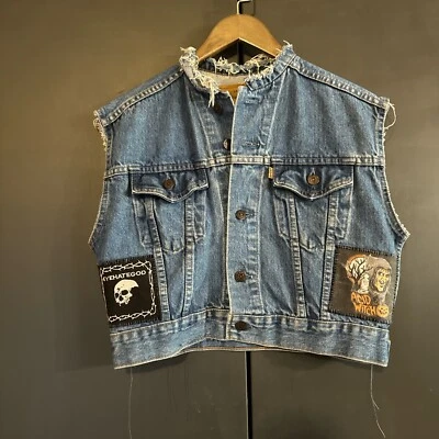 Chaleco de Colección Levi’s Marrón Tab Grunge Punk Denim Chaleco Talla Pequeña Personalizado De Colección Foto 1 de 4