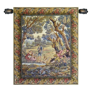 Restful Hunters - Vertical Italian Tapestry Wall Art for Serene Home Decor - Picture 1 of 3