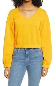 BP Women's V-Neck Fleece Sweatshirt - Orange Size Small - Picture 1 of 1