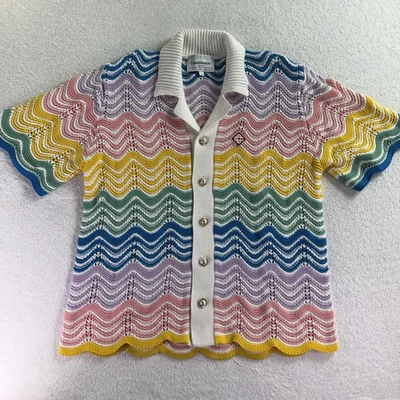 Casablanca Tennis Club Knitted Wave Shirt Size Small Multicolor EUC - Image 1 of 4