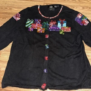 Vintage Michael Simon Present Design 3/4 Sleeve Cardigan Sweater Size 1x - Picture 1 of 9