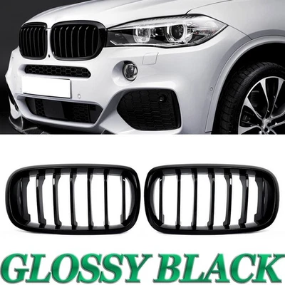 Gloss Black Front Kidney Grille Grill 14-18 For BMW F15 X5 X6 F16 M Performance Foto 1 de 4