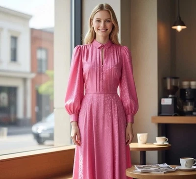 Vintage NEIMAN MARCUS x Francesca of Damon for Starington Silk Dress Pink Sz 10 - Image 1 of 4