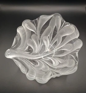 Mikasa Walther Crystal Glass Leaf Bowl Frosted Germany 8" - Picture 1 of 10