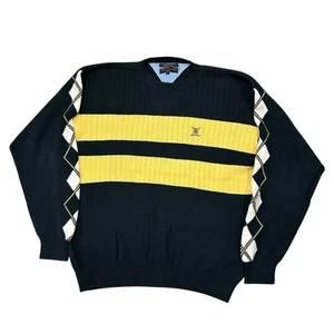 Vintage Tommy Hilfiger Golf Sweater Men's Large Heavyweight Fair Isle Colorblock - Picture 1 of 7