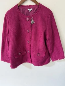 Joan Rivers Tweed Blazer Fringed Trim Career Jacket Pink Size 20W Career New - Picture 1 of 12