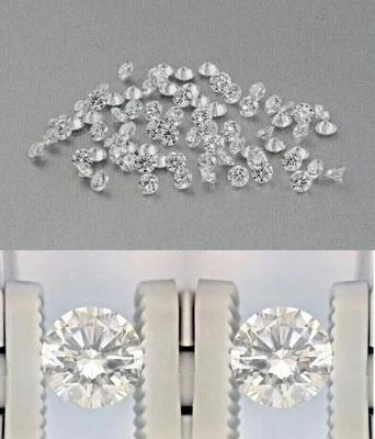 Certified 1 mm Round Cut CVD Diamond J Color IF Clarity 25 Pcs Diamond Lot - Image 1 of 4