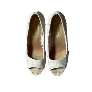 Toms Cream Peep-Toe Wedges Heels. 6.5 - Picture 1 of 5