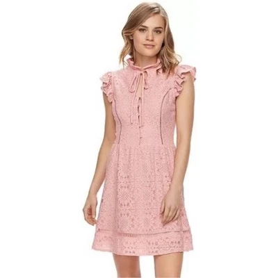 Disney Beauty and the Beast Pink Lace Ruffle Dress - Women's Medium - Image 1 of 4