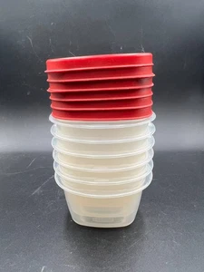 Juego de 6 contenedores de almacenamiento de alimentos Rubbermaid 7J57 2 tazas 473 ml con tapas rojas a presión - Imagen 1 de 4
