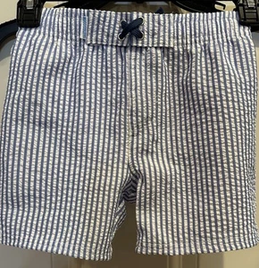 Rugged Butts Boy's Swim Trunks Shorts NWT Blue White Seersucker Size 5 - Picture 1 of 14