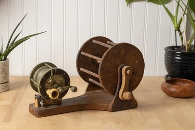 复古 pflueger 卷轴带线装载机-手工制作-独特件! — 第 1/4 张图片