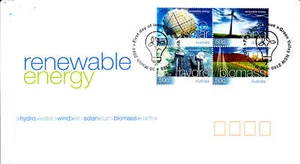 2004 energía renovable (bloque de 4 estampillas) FDC - Green Valley NSW 2168 PMK - Imagen 1 de 1
