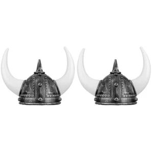 2 Pack Viking Horn Hat Warriors Man Child Hats for Adults - Picture 1 of 12