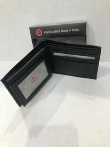 J.S collection Leather hand crafted Black Bifold Credit Card/ID Wallet No.23 - Bild 1 von 10