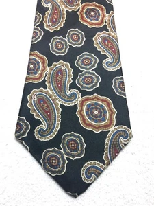 BOSTON TRADERS MENS TIE BLACK WITH BLUE BROWN GOLD PAISLEY 4 X 57 - Picture 1 of 5