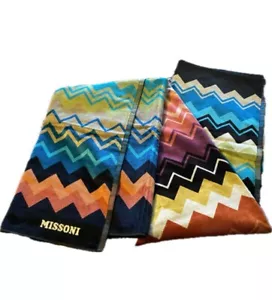 Authentic MISSONI Milano BEACH TOWEL VELOUR 100% COTTON Iconic LOGO 40x70" New - Picture 1 of 15