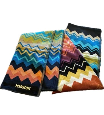 Authentic MISSONI Milano BEACH TOWEL VELOUR 100% COTTON Iconic LOGO 40x70"  New - Image 1 of 4