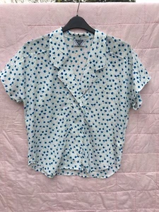 Jacques Vert Vintage Blouse 12 14 Blue Cherry Print - Picture 1 of 10