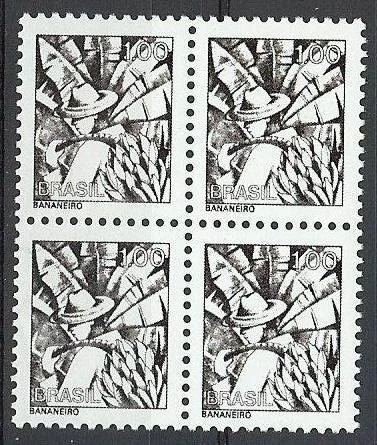 Brazil 1976 Sc# 1448 Banana worker block 4 MNH Bananiero - Image 1 of 1