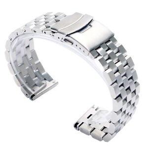 20/22/24mm Watch Band Strap Straight End Polish Bracelet Links Solid Watchband